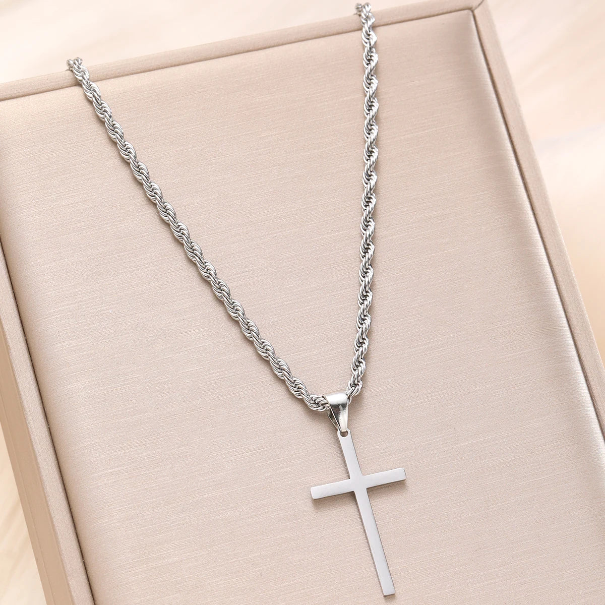 Men's Stainless Steel Cross Pendant Necklace