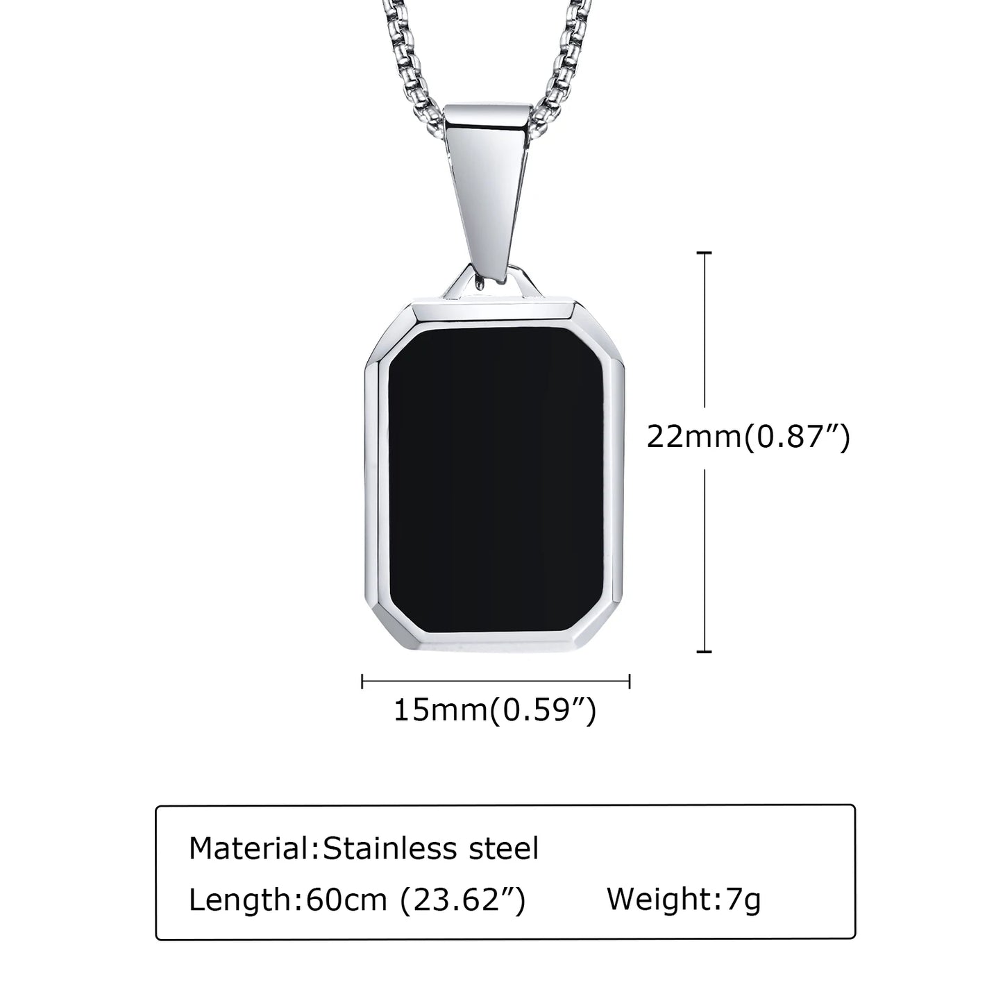 Men's Black Enamel Pendant Necklace